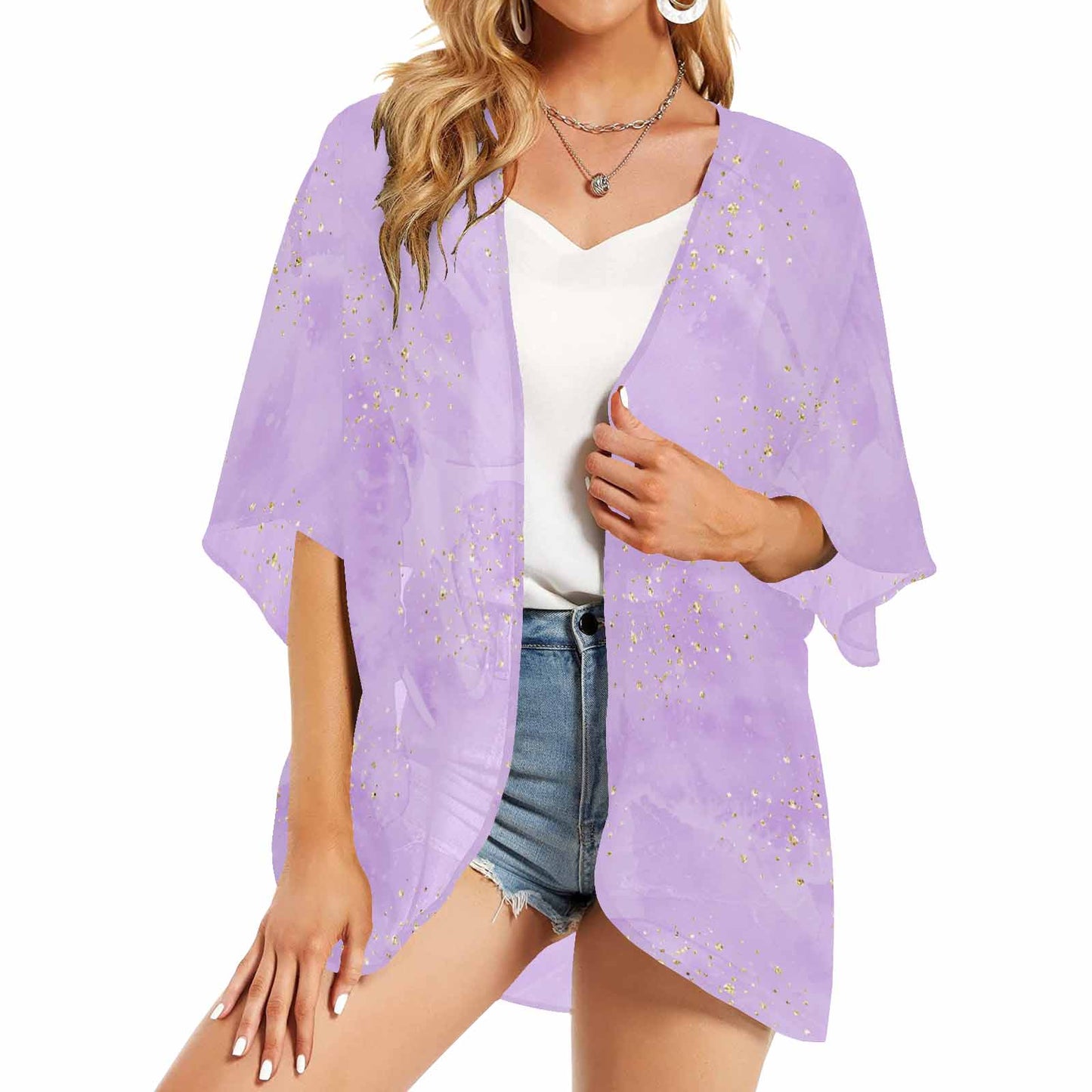 Purple Women's Kimono Chiffon Cover Up