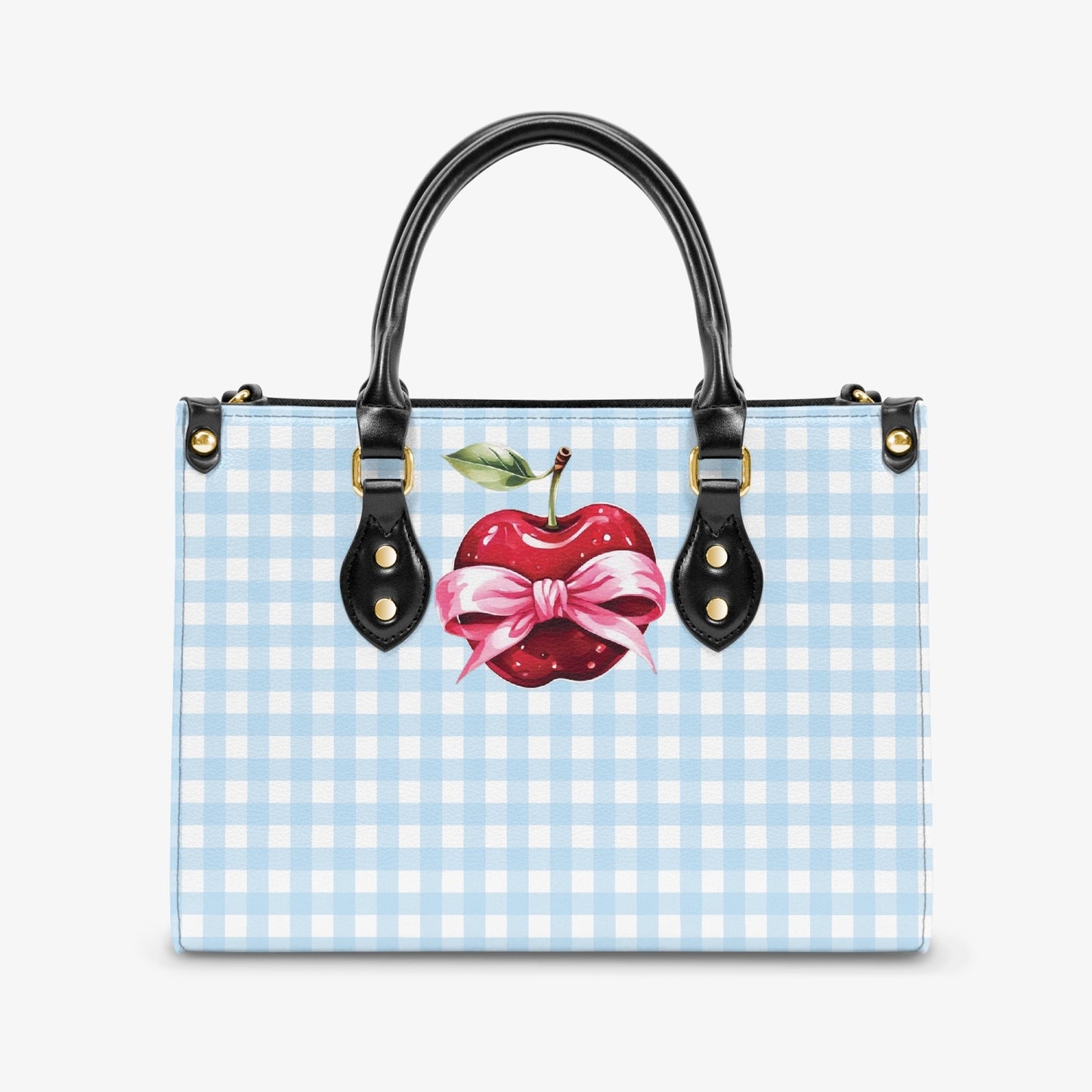 Women's Tote Bag - Rockabilly - Apple Plaid Light Blue