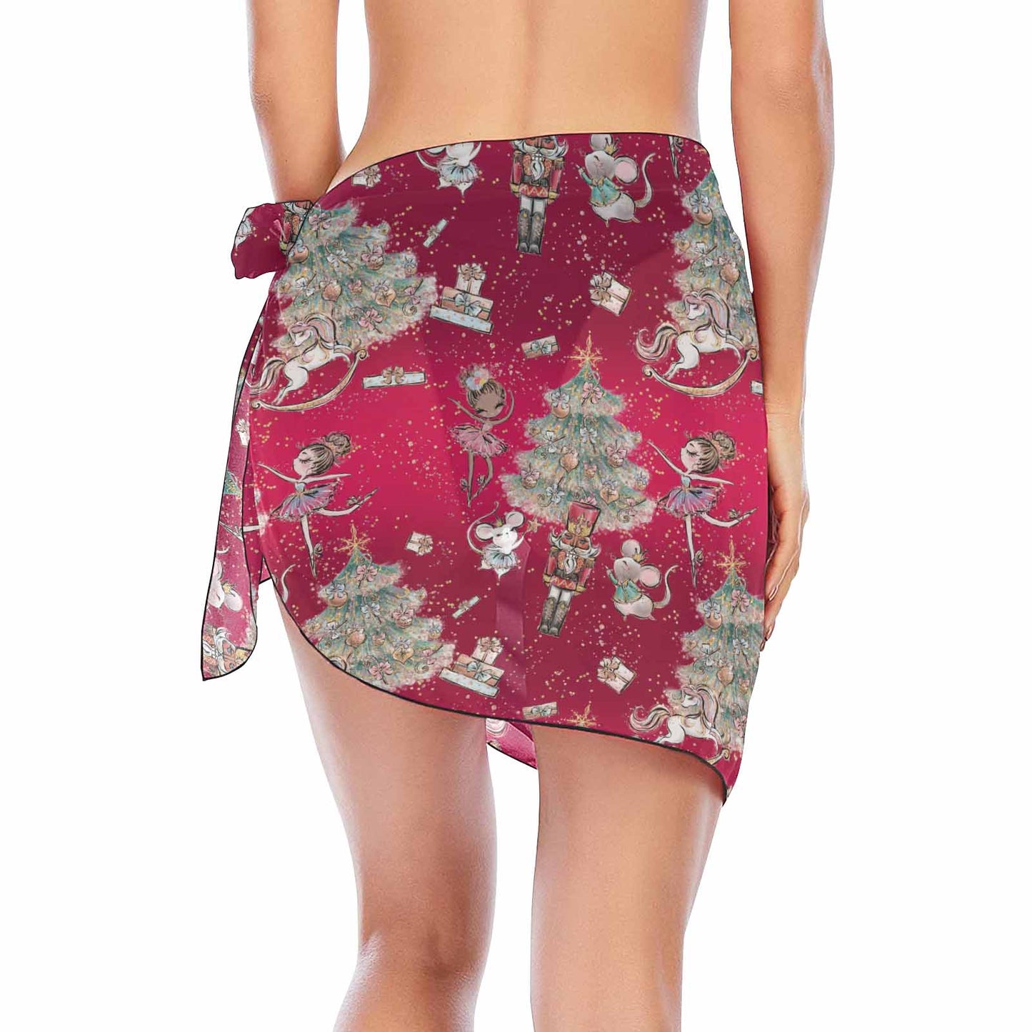 Red Christmas Nutcracker  Women's Beach Sarong Wrap