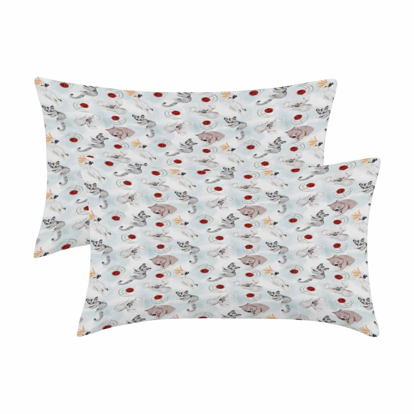 Australian Animals Koala, Sugar Glider, Wombat  Peach Skin Pillowcase 20"x12" (One Side Printing)(2 Pack)