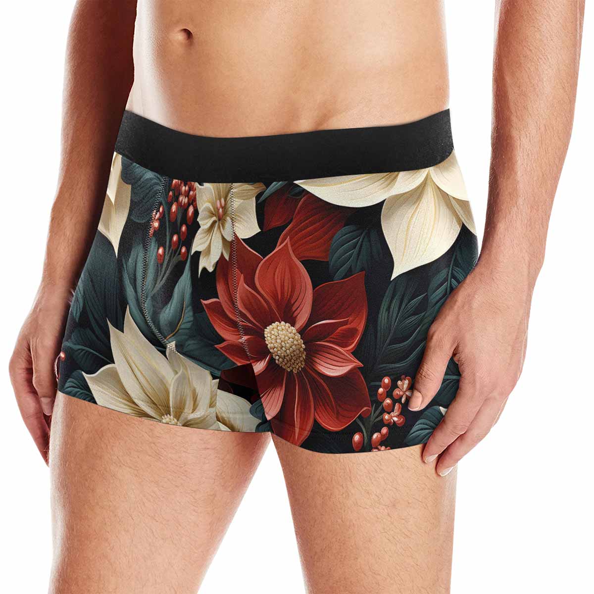 Red Poinsettia  AUS Men's Boxer Briefs (Made In AUS)