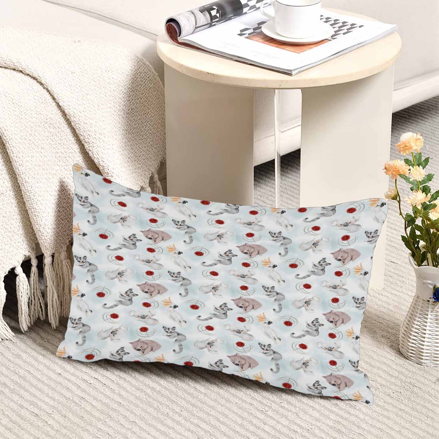 Australian Animals Koala, Sugar Glider, Wombat  Peach Skin Pillowcase 20"x12" (One Side Printing)(2 Pack)