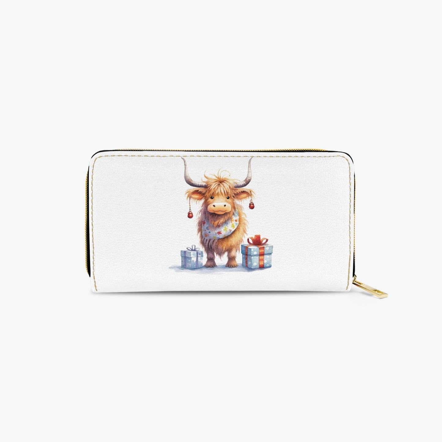 Long Type Zipper Purse, Highland Cow, awd-555