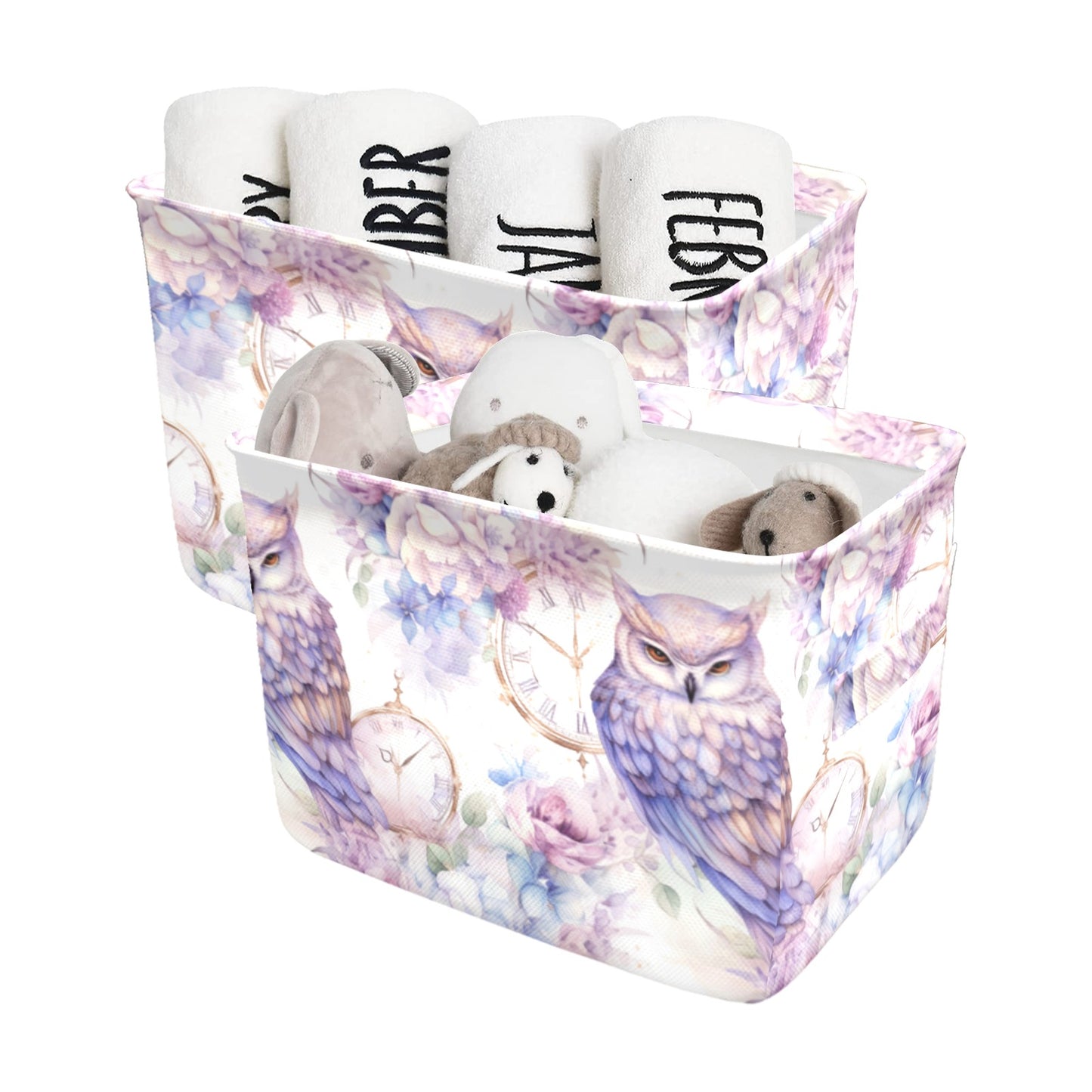 Pastel Owls Fabric Storage Basket