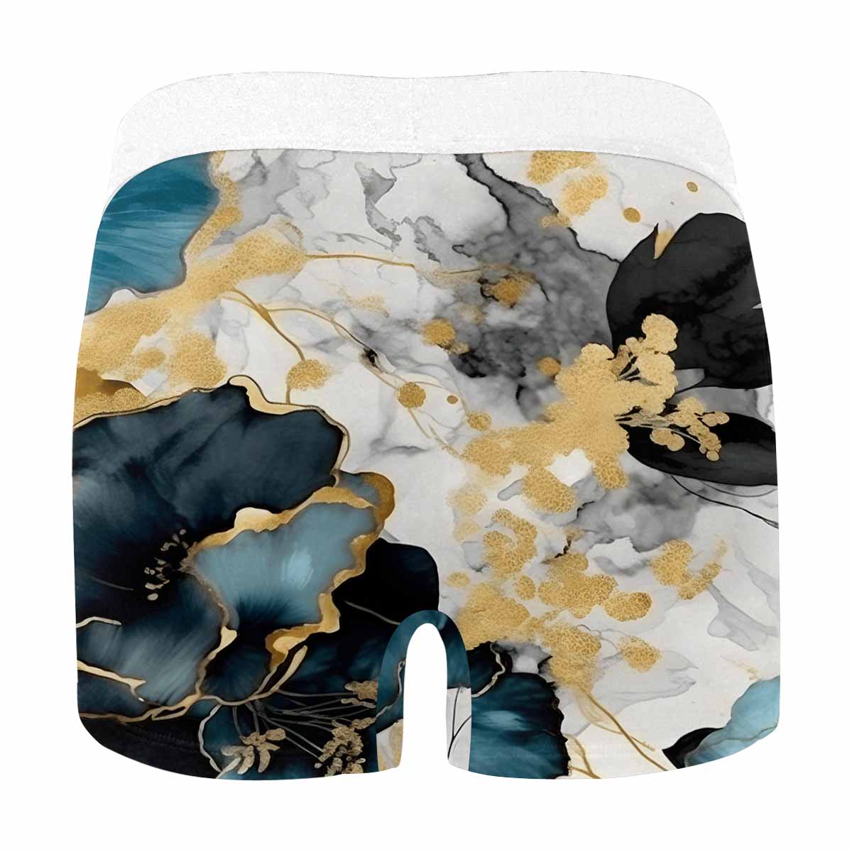 Blue & Gold Ink Floral  Men's All Over Print Boxer Briefs (Made In AUS)