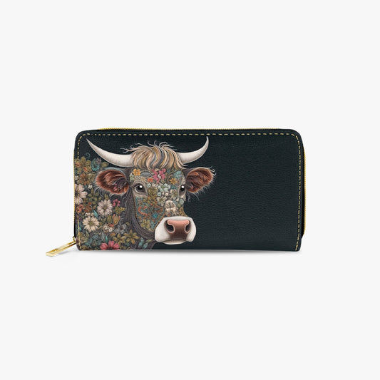 Long Type Zipper Purse - Highland Cow