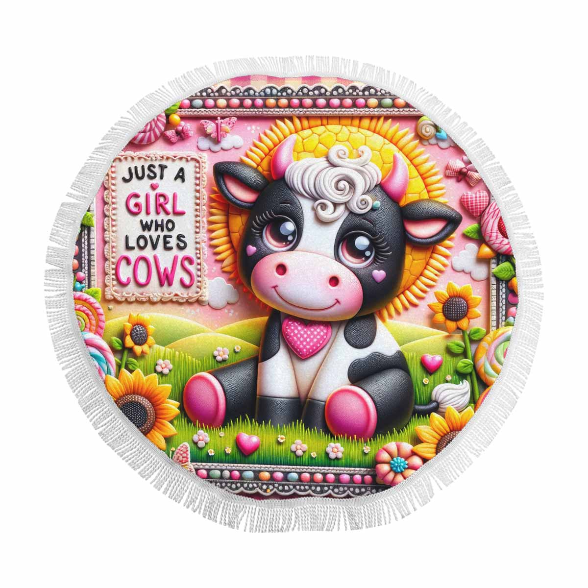 Just a Girl Who Loves Cows Awd351117  Circular Beach Shawl 59"