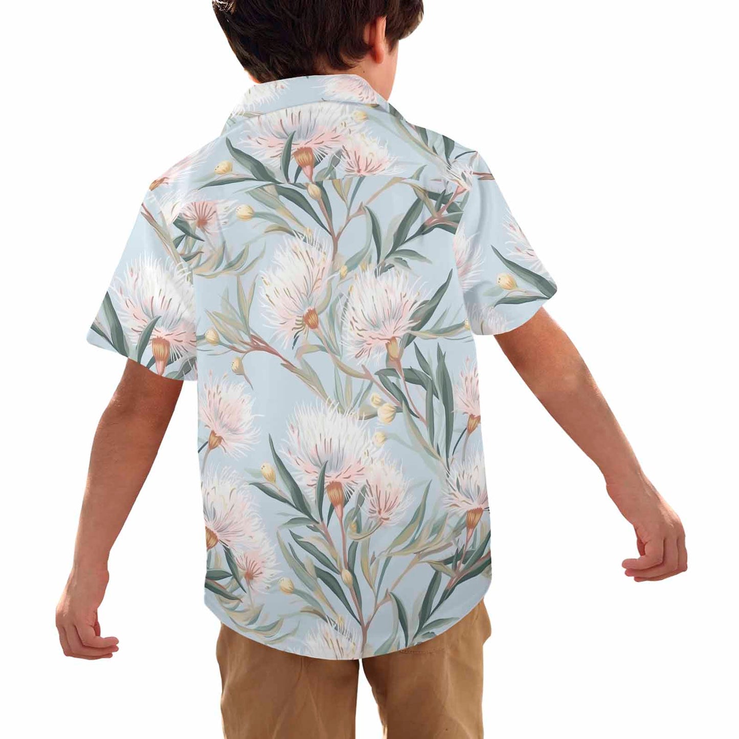 Australian Floral Blue  Little Boys Hawaiian Shirt