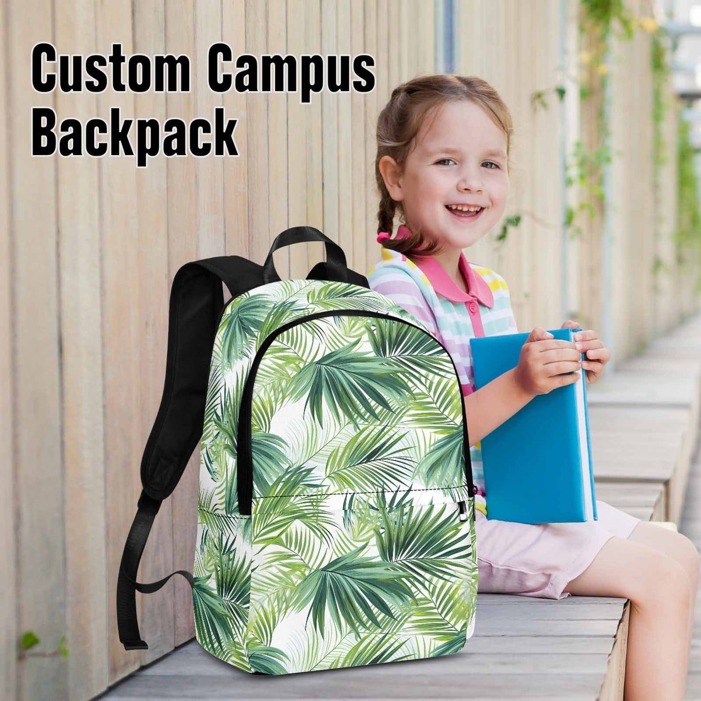 Green Palm Leaves Adult Casual Backpack