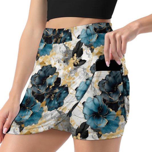 Alcohol Ink A-Line Skirt with Pocket Light proof trouser skirt