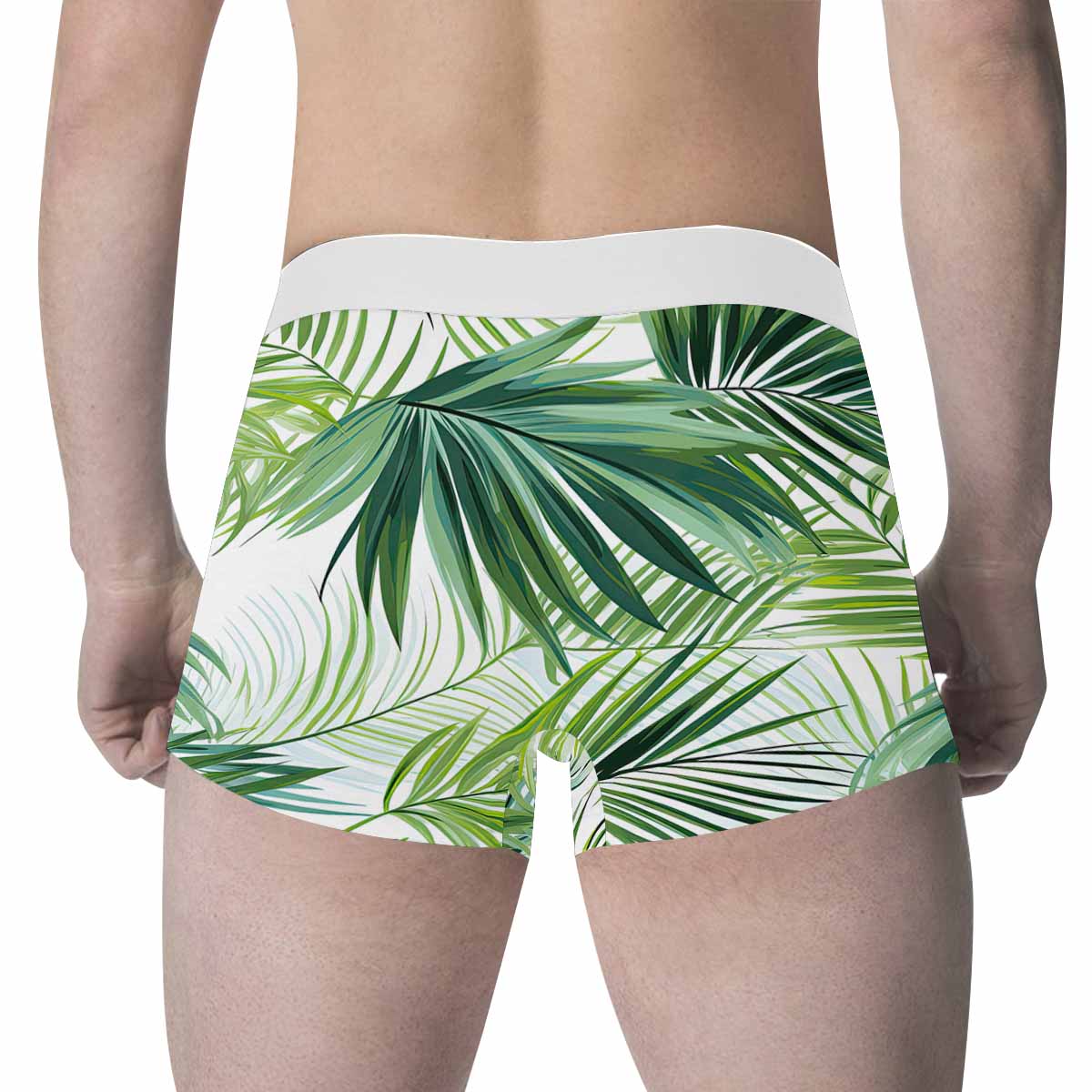 Green Palm Leaves Men's All Over Print Boxer Briefs (Made In AUS)