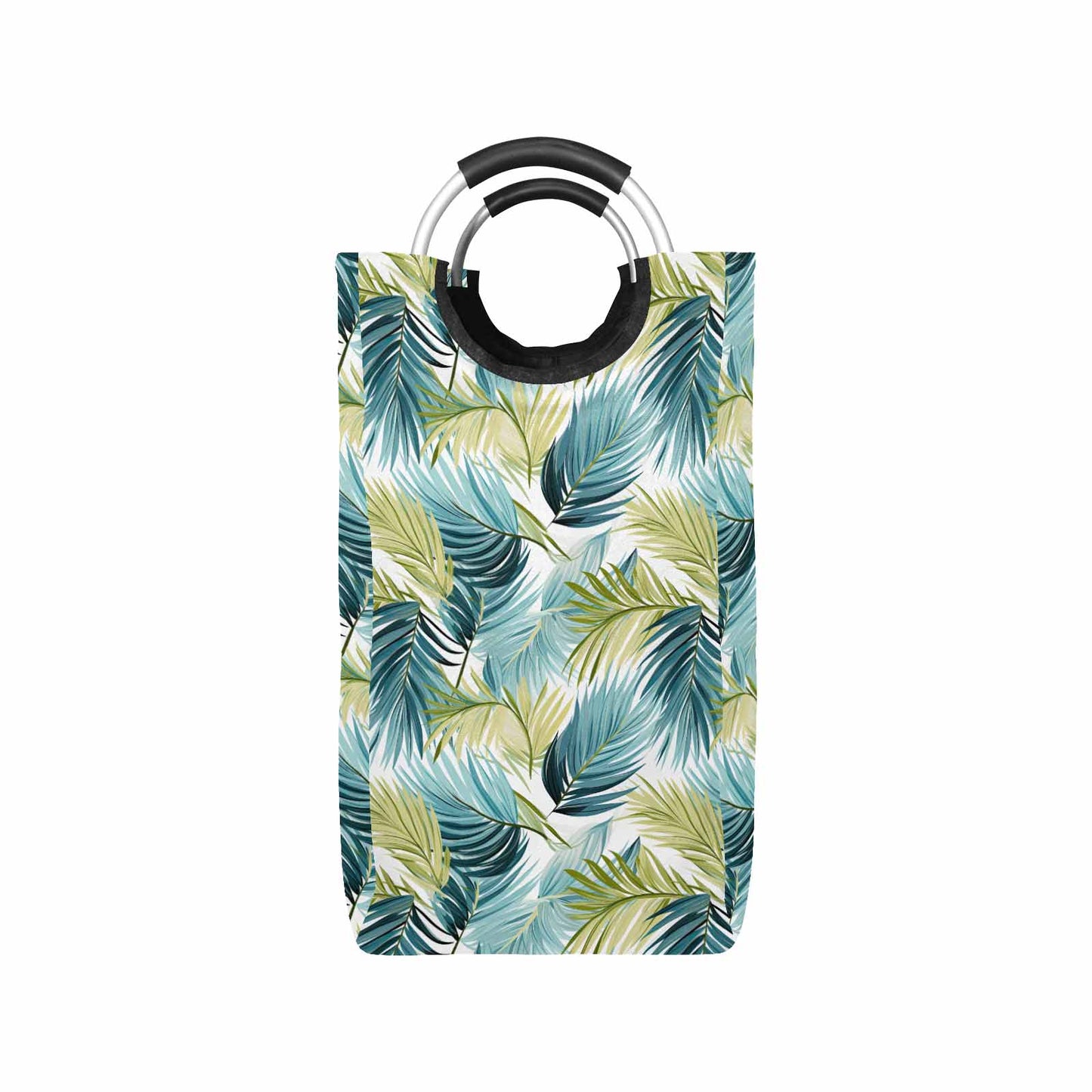 Palm Leaves Blue Greeen  Square Laundry Basket