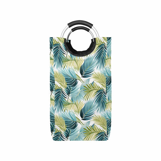 Palm Leaves Blue Greeen  Square Laundry Basket