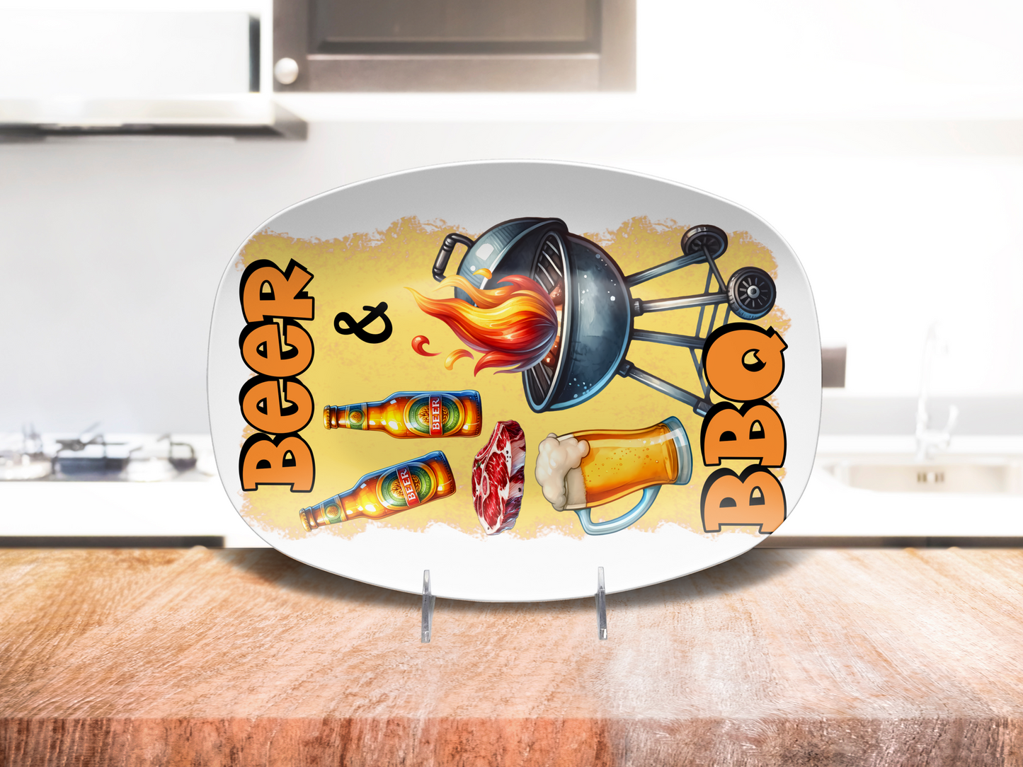 Beer & BBQ Flame 10"x14" Platter