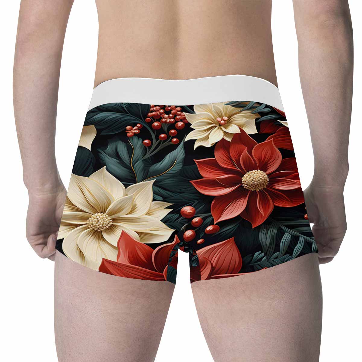 Red Poinsettia Men's All Over Print Boxer Briefs (Made In AUS)