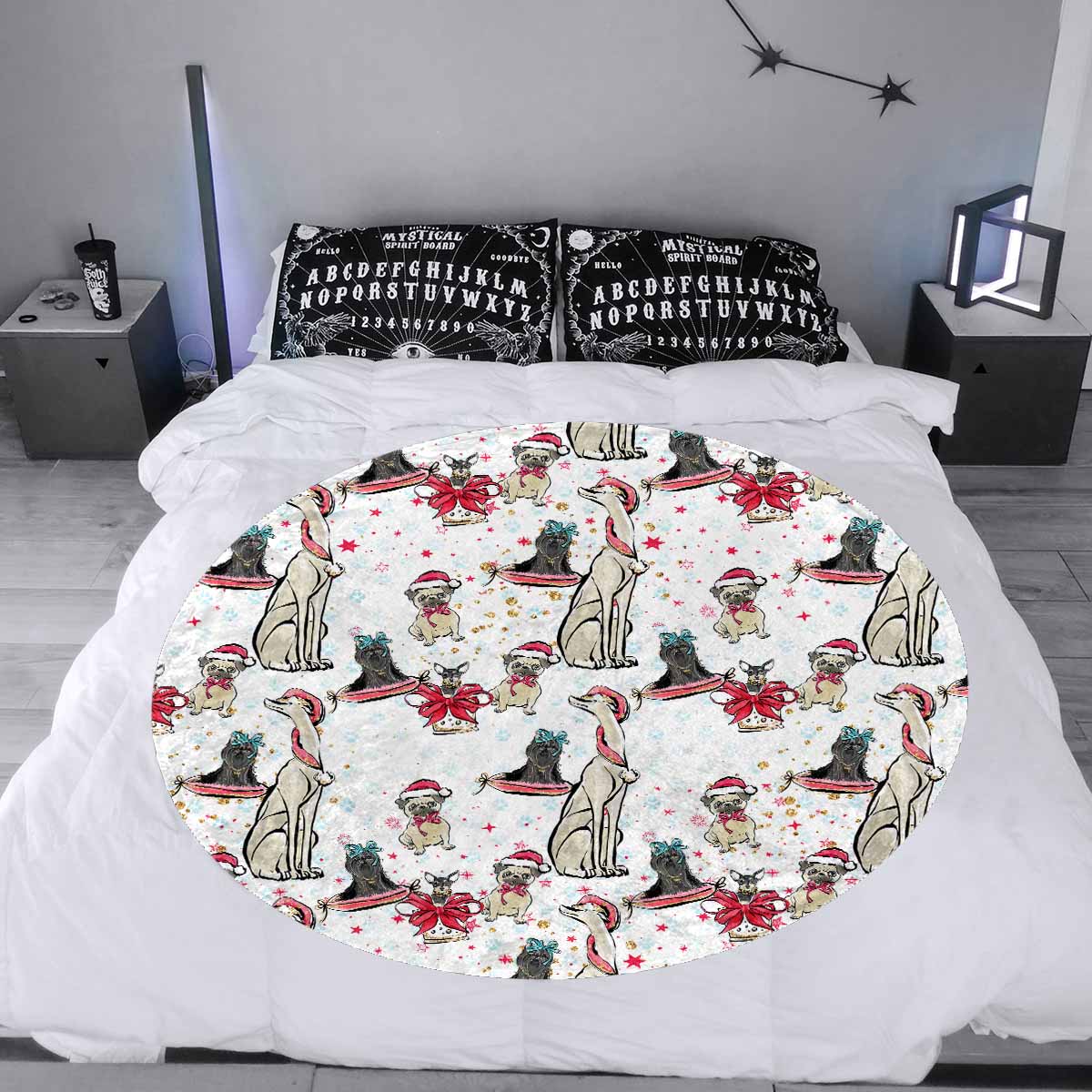 Dog Christmas  Circular Micro Fleece Blanket 47"