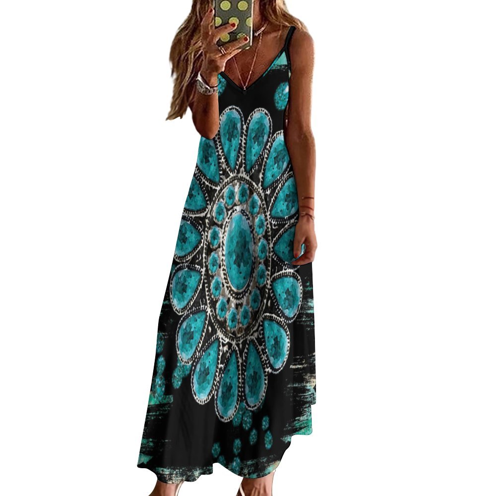 Country and Western Spaghetti Strap Ankle-Length Dress Long dress