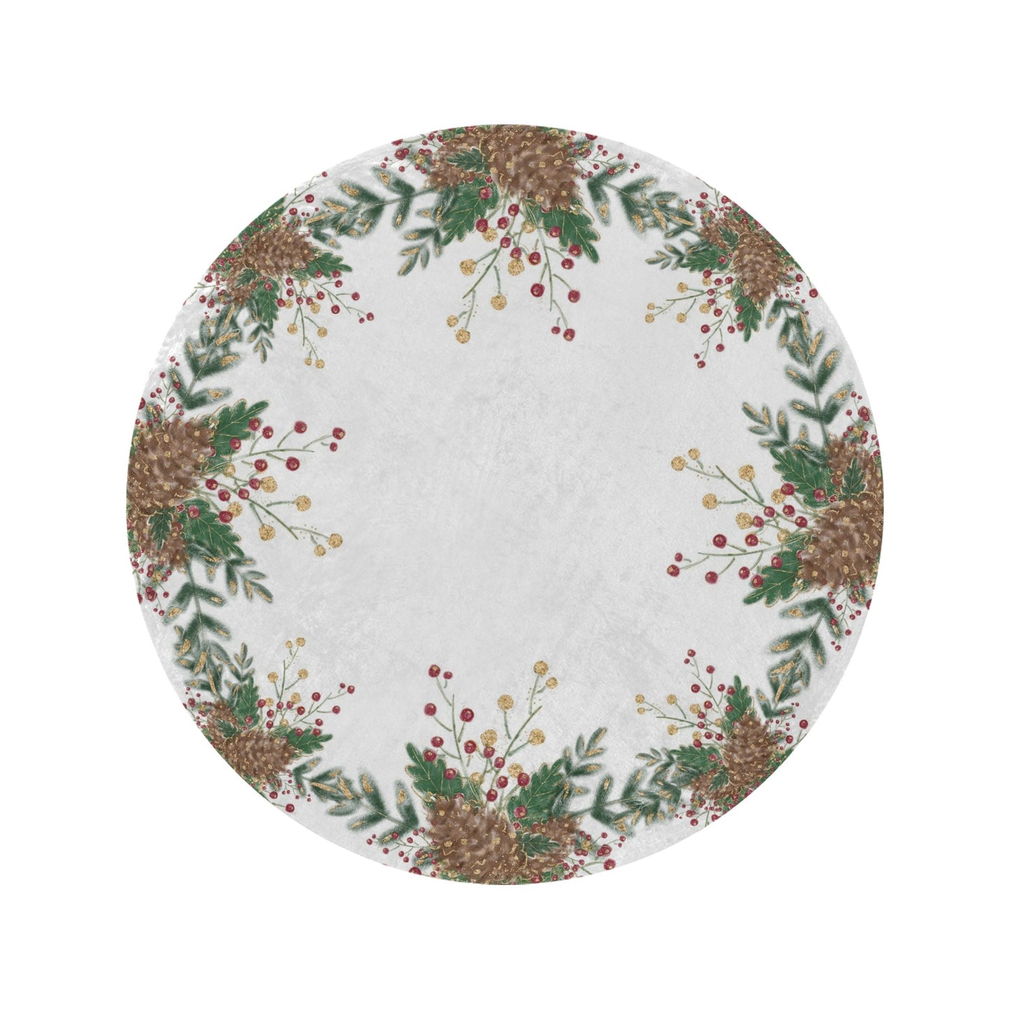 Christmas Pinecone Circular Micro Fleece Blanket