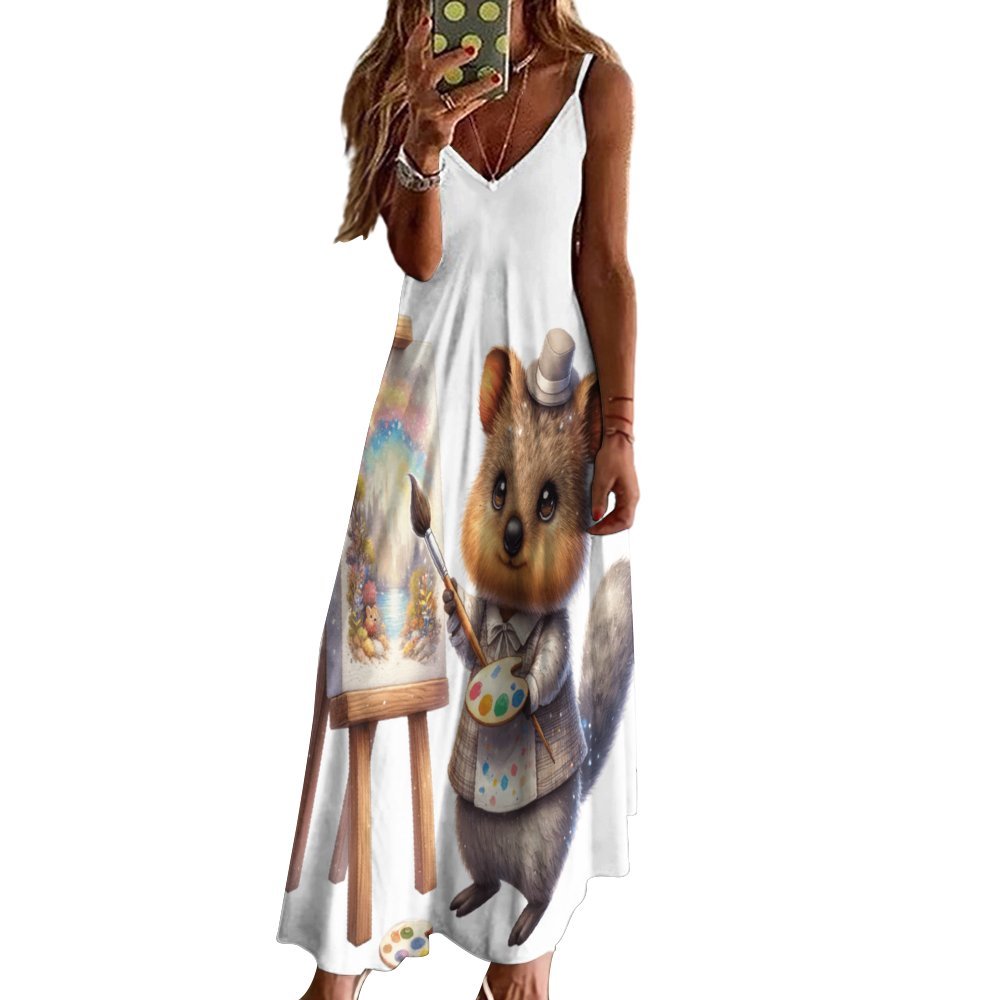 Australian Animals Quokka Spaghetti Strap Ankle-Length Dress Long dress