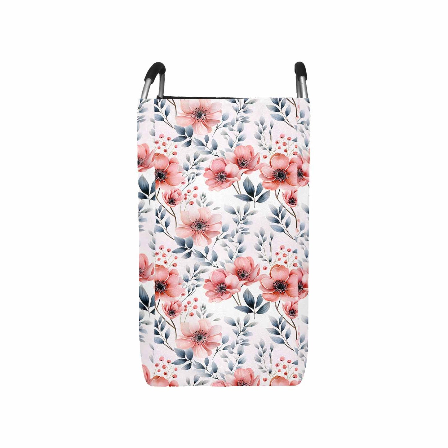 Apricot and Grey Floral  Square Laundry Basket