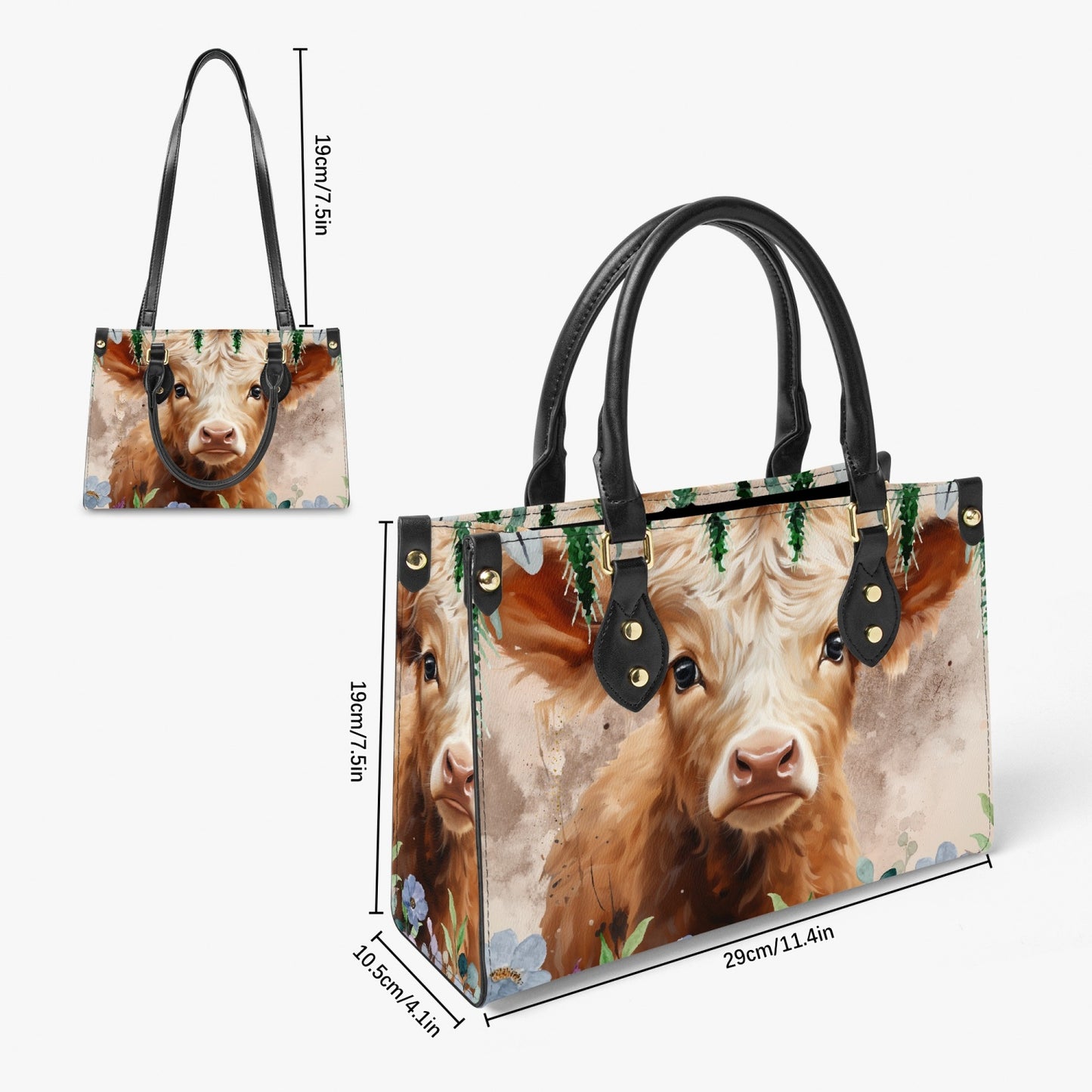 Women's Tote Bag - Long Strap - Highland Cow