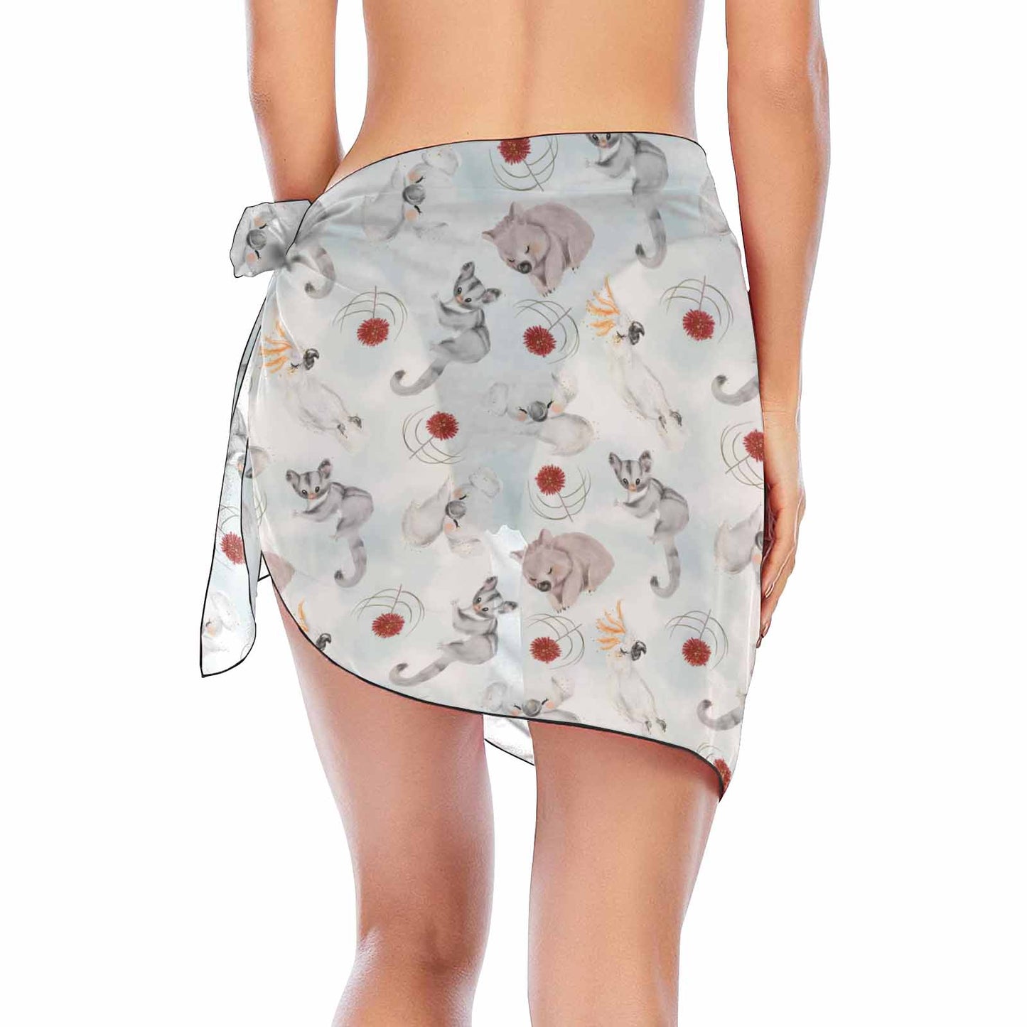 Australian Animals Koala Wombat Sugar Glider Cockatoo  Women&#039;s Beach Sarong Wrap