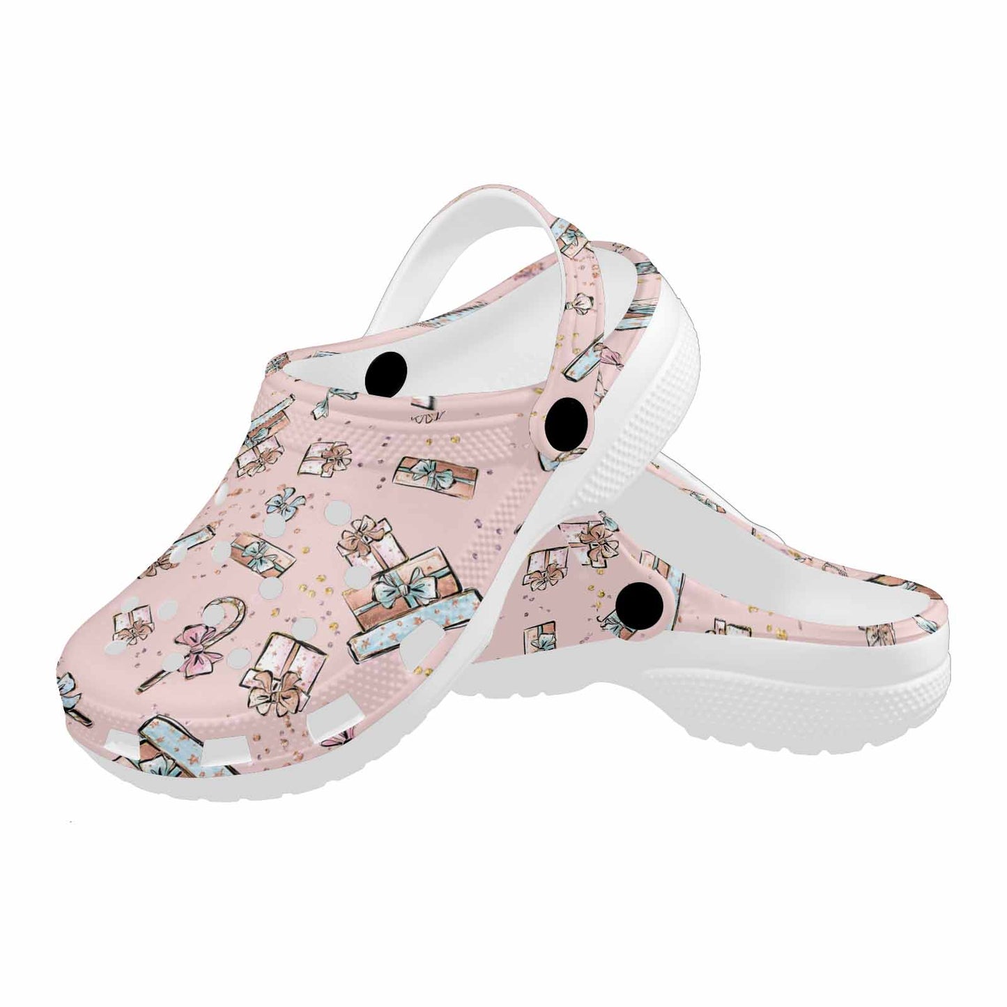 Pink Christmas  Custom Print Adults Clogs