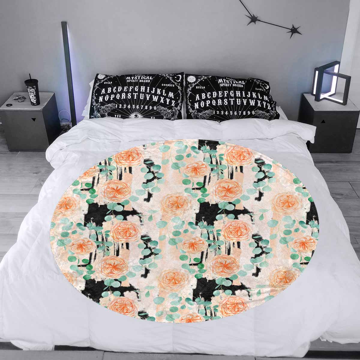 Rose Eucalyptus Circular Micro Fleece Blanket 60"
