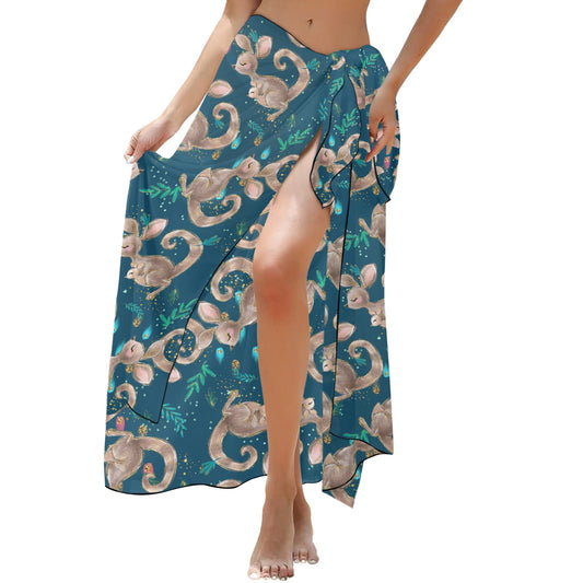 Australian Kangaroos Blue Long Beach Sarong Wrap