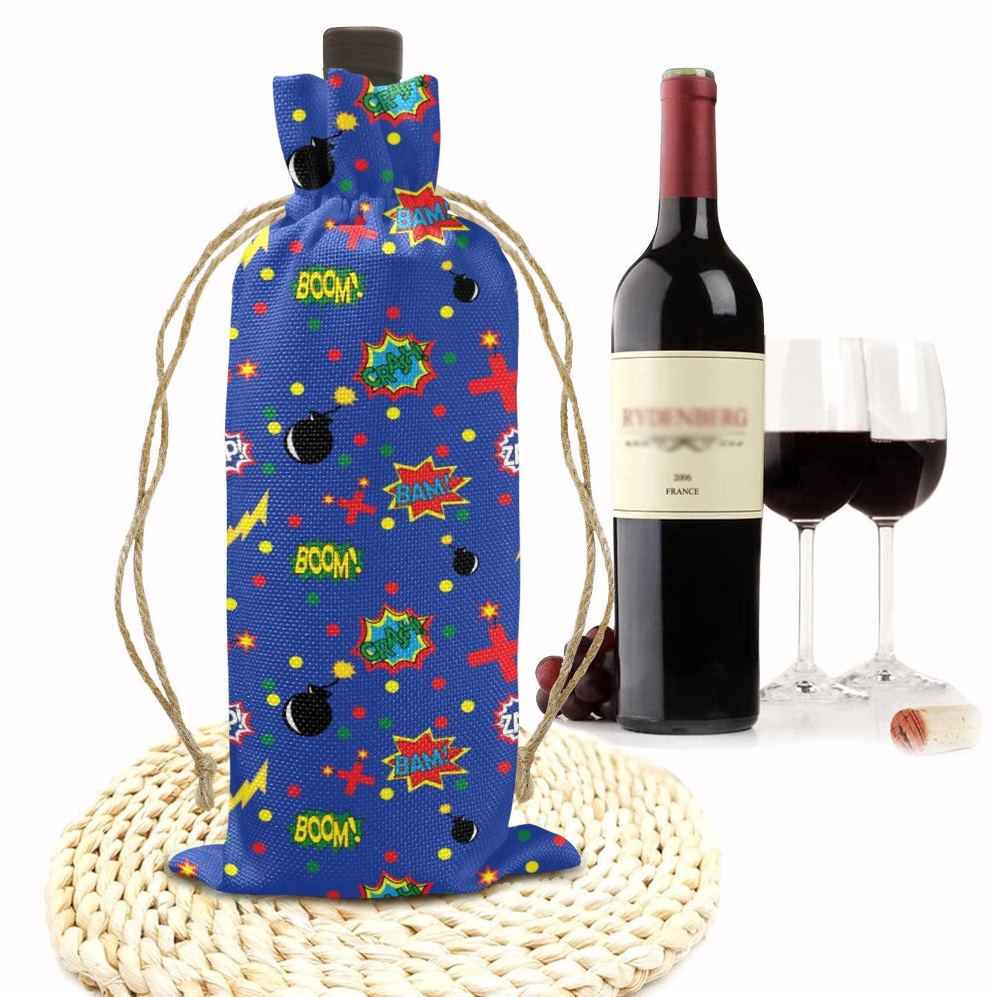 Pop art Linen Wine Bottle Bag