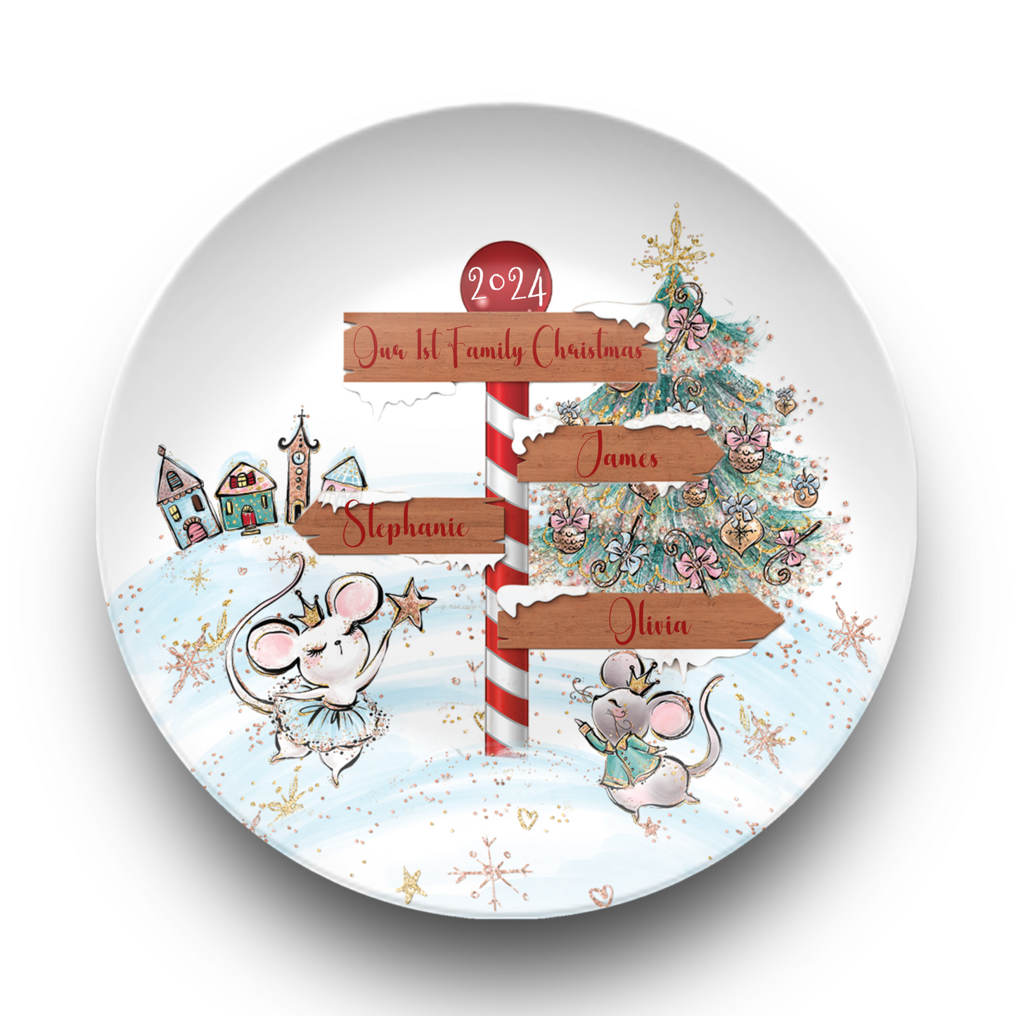 Personalised North Pole Christmas Plate, Family Christmas Plate