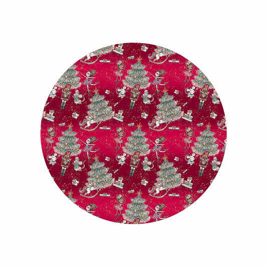 Red Christmas  Circular Micro Fleece Blanket 60"