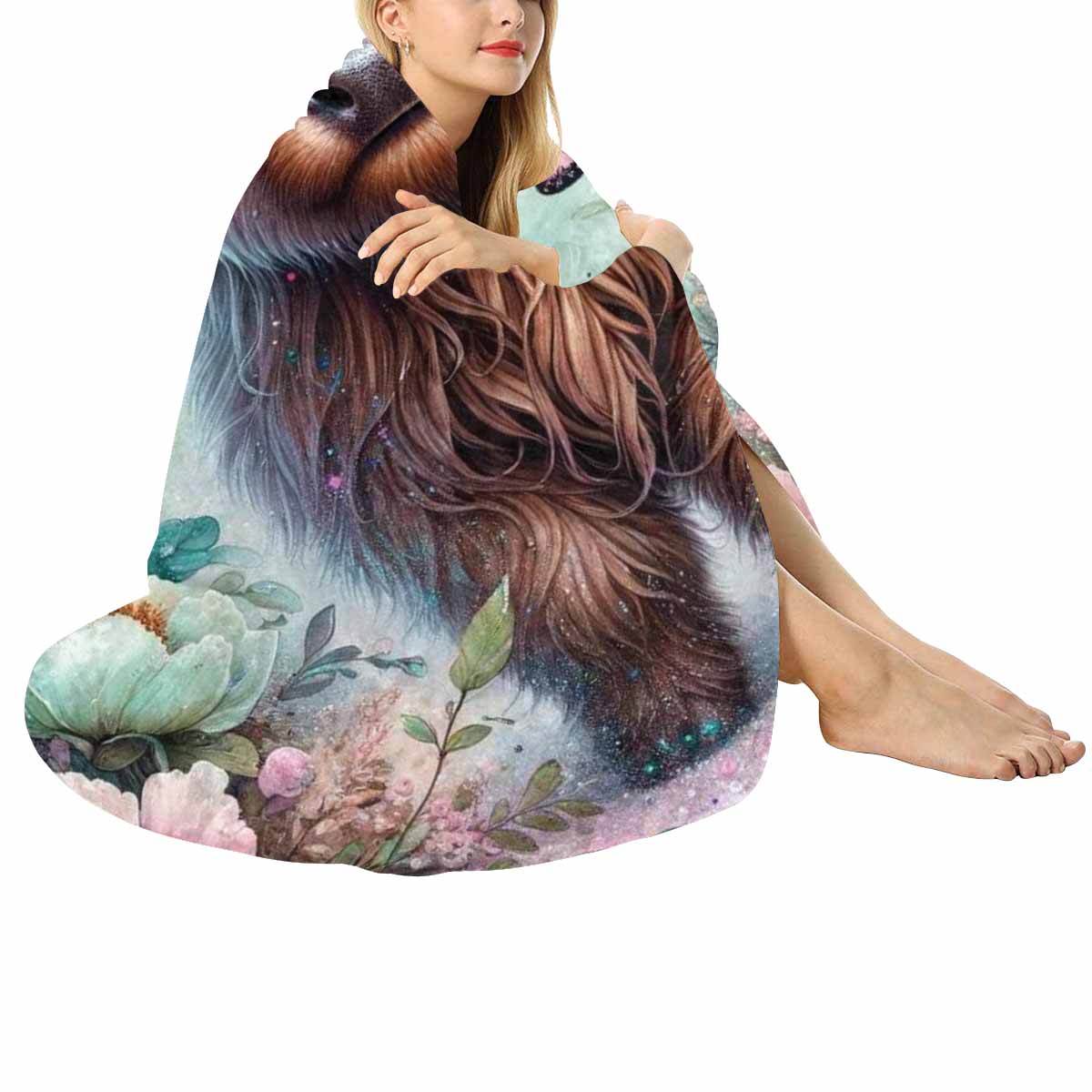 Higland Cow Awd1418  Circular Micro Fleece Blanket 47"