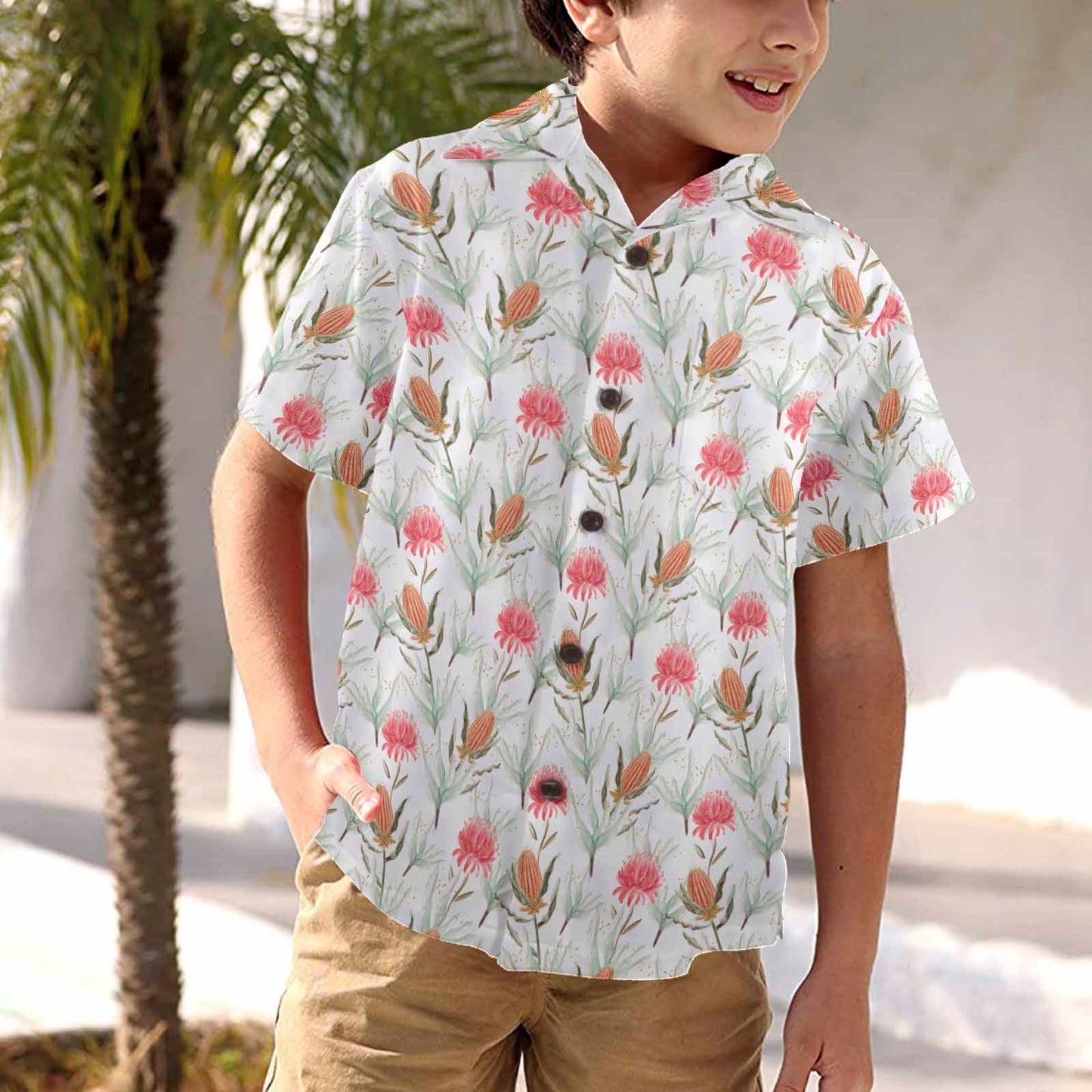 Australian Wattle 50  Little Boys Hawaiian Shirt