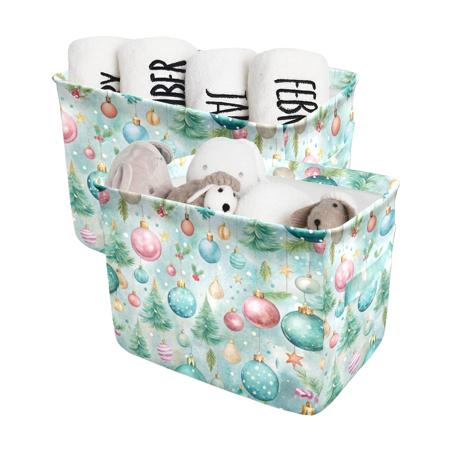 Christmas Baubles Fabric Storage Basket