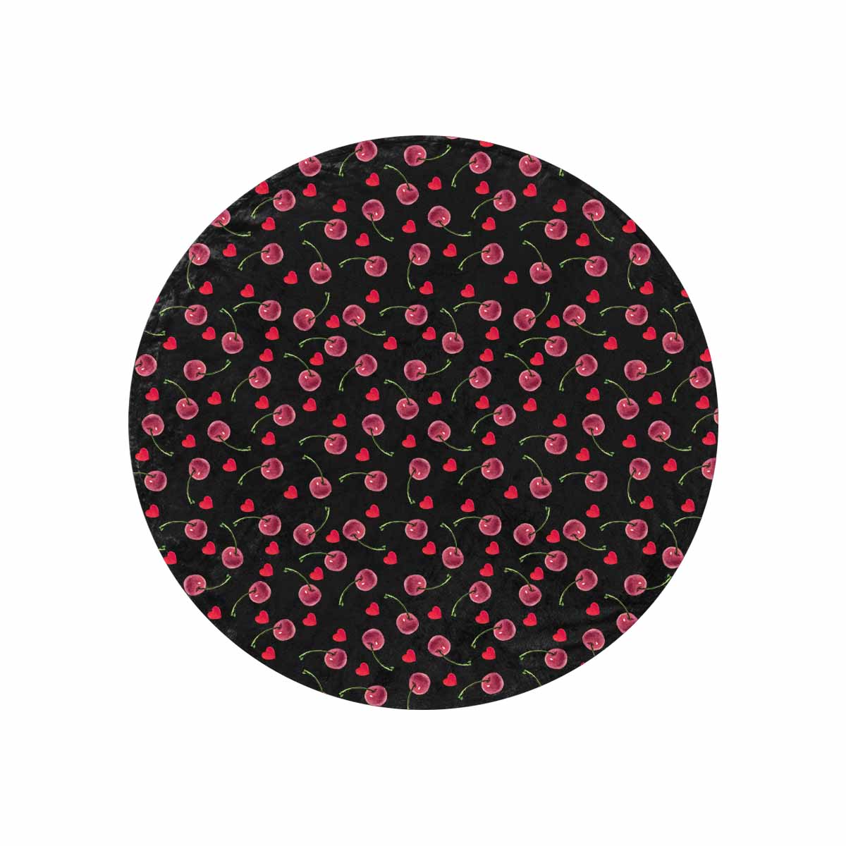 Cherries  Circular Micro Fleece Blanket 47"