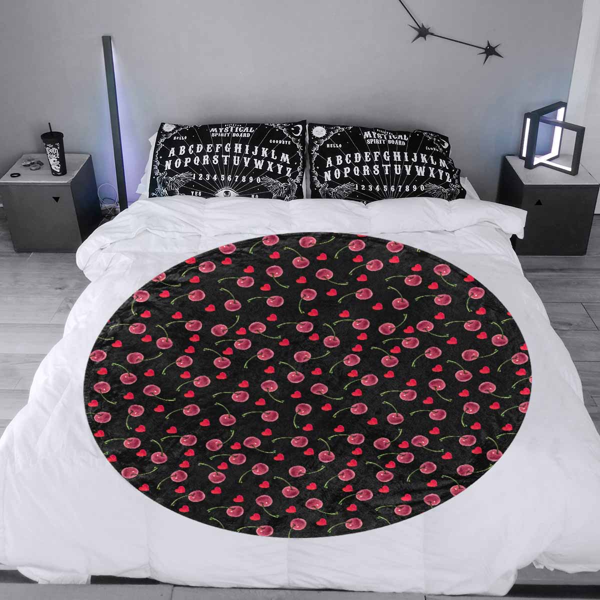 Cherries  Circular Micro Fleece Blanket 47"