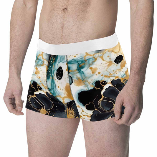 Black Gold & Green Ink Floral  Men's All Over Print Boxer Briefs (Made In AUS)