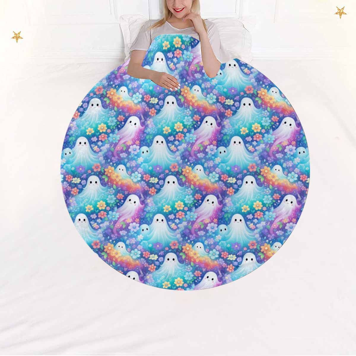 Pastel Halloween  Circular Micro Fleece Blanket 47"