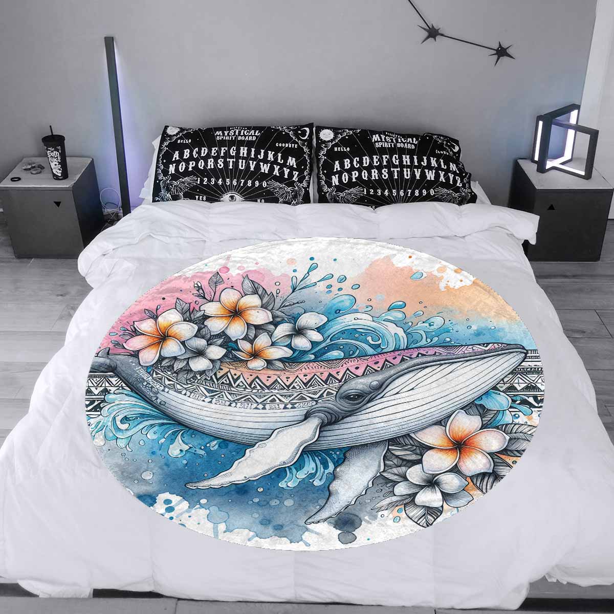 Sea_Animals_Whale_Awd35197  Circular Micro Fleece Blanket 47"