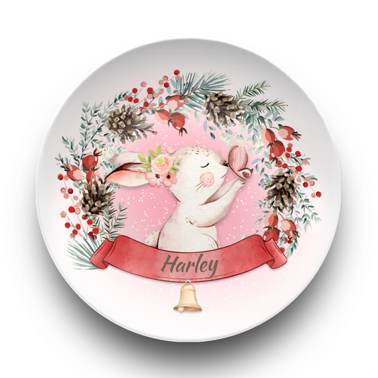 Personalised Rabbit and Pinecones Plate