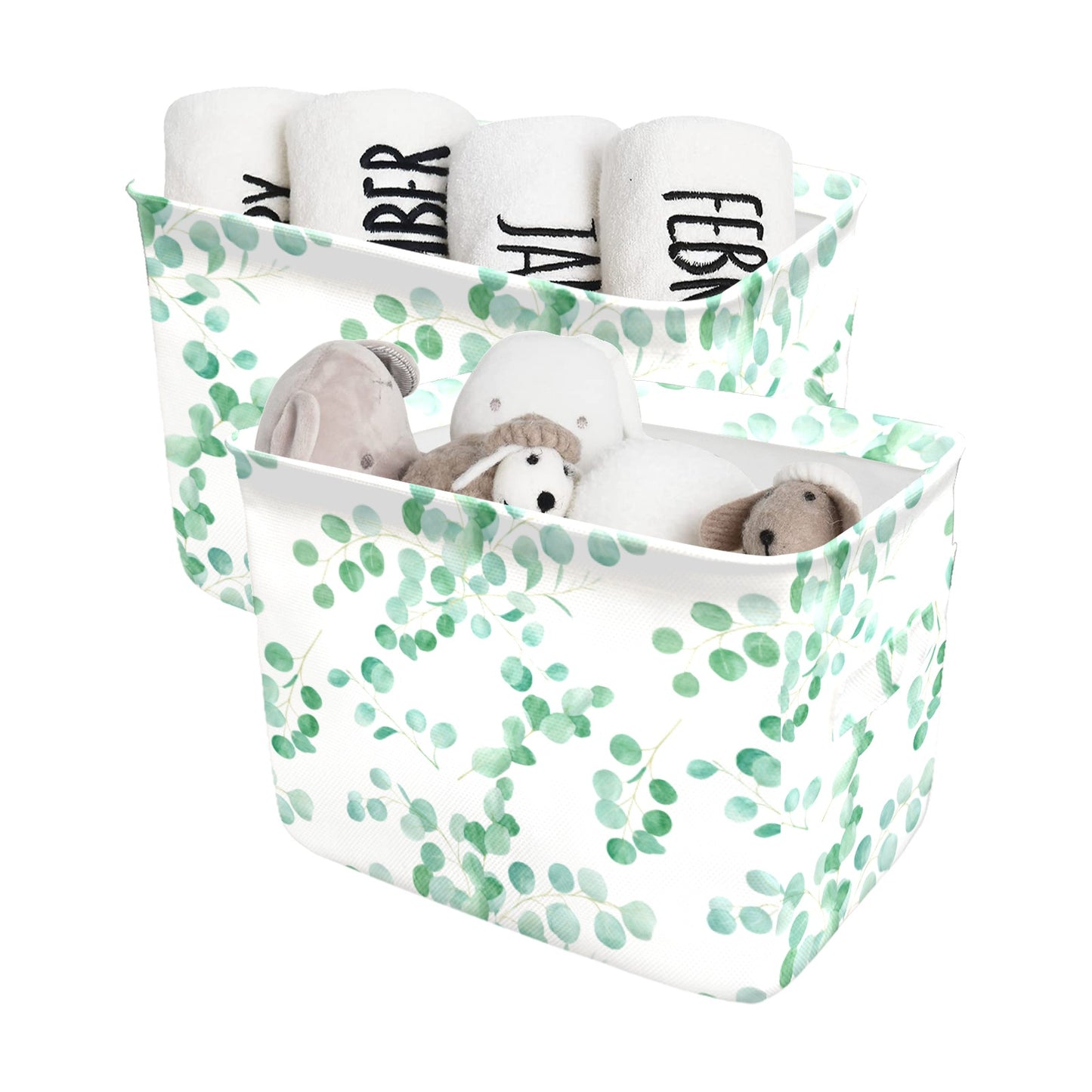 Australian Eucalyptus Leaves Large Print Fabric Storage Basket