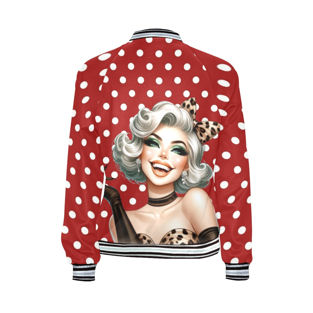 Polka Dots Bomber Jacket for Women