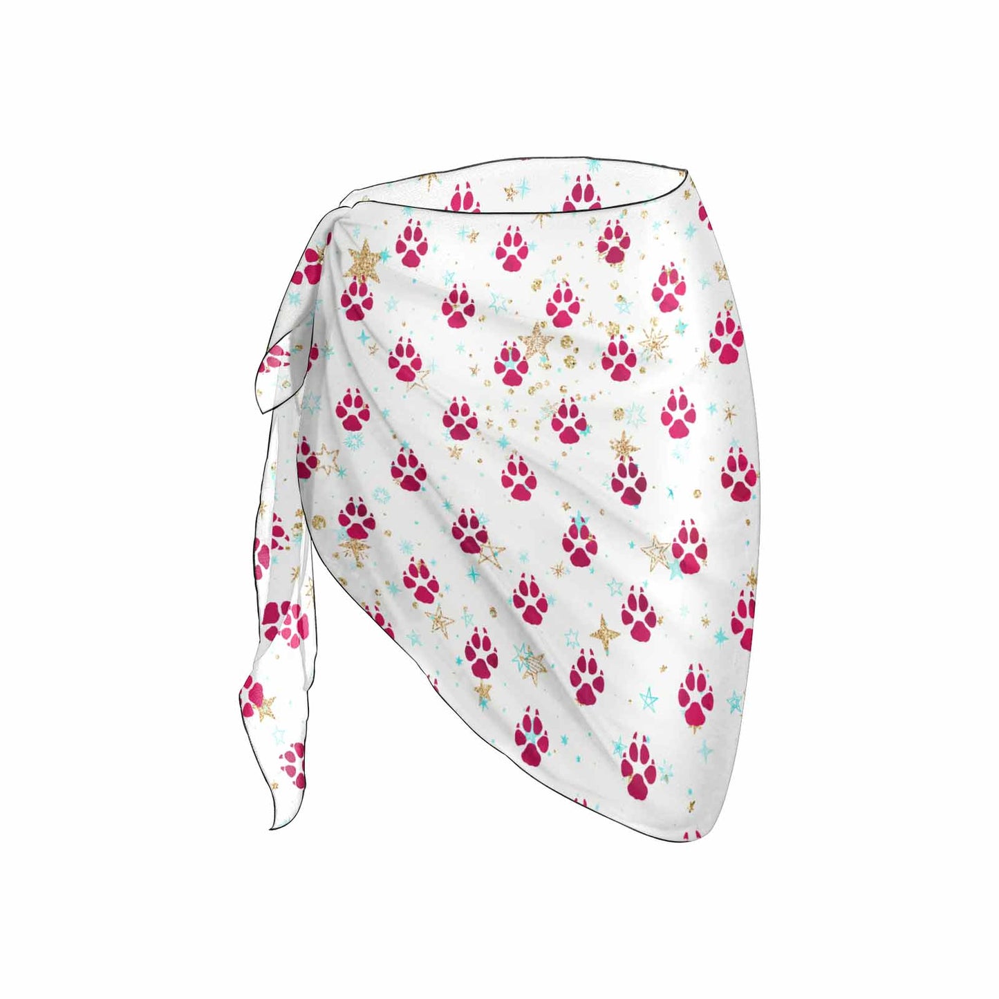 Doggie Christmas White Paws  Women's Beach Sarong Wrap