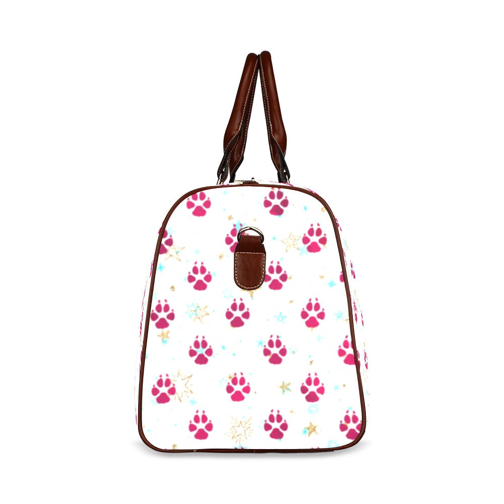 Dog Paws Red Waterproof Travel Bag/Small (Model 1639)