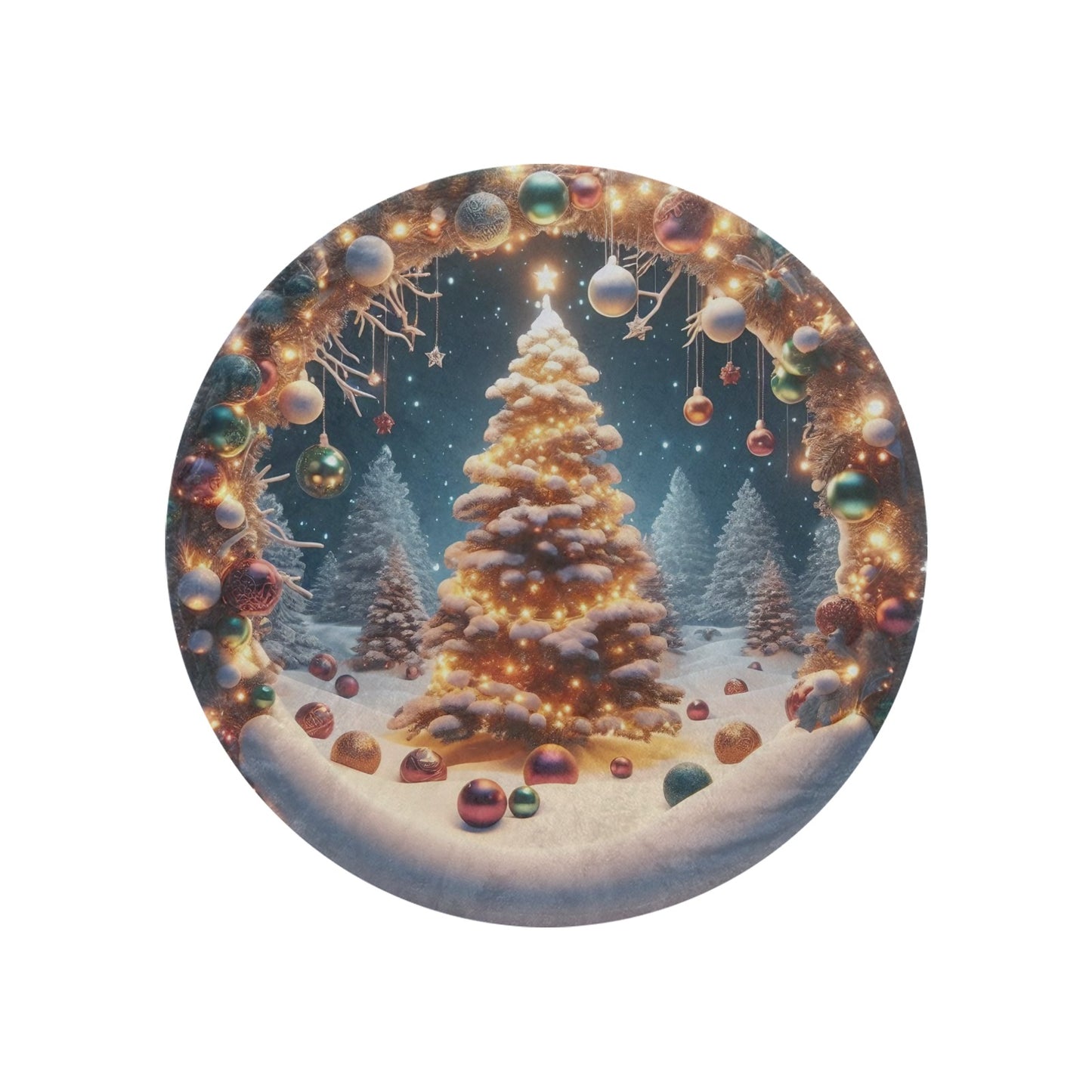 Christmas Tree Circular Micro Fleece Blanket