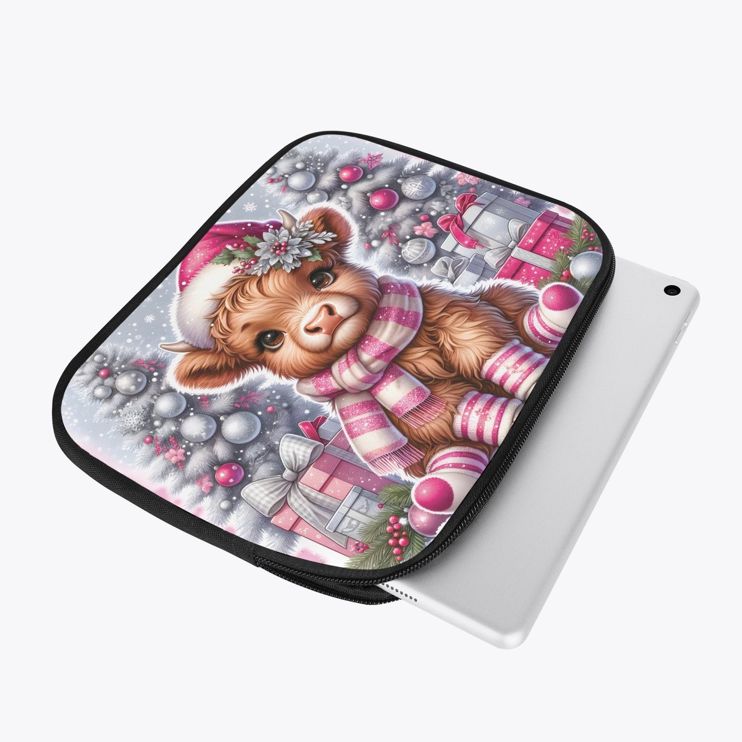 Tablet Sleeve - Christmas - Highland Cow - awd-1368