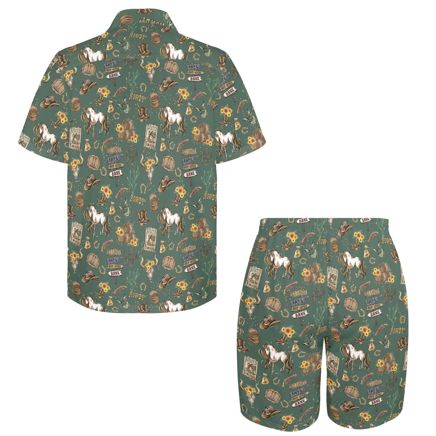 Men's Shirt & Shorts Set Howdy Green Men's Shirt and Shorts Outfit (Set26)