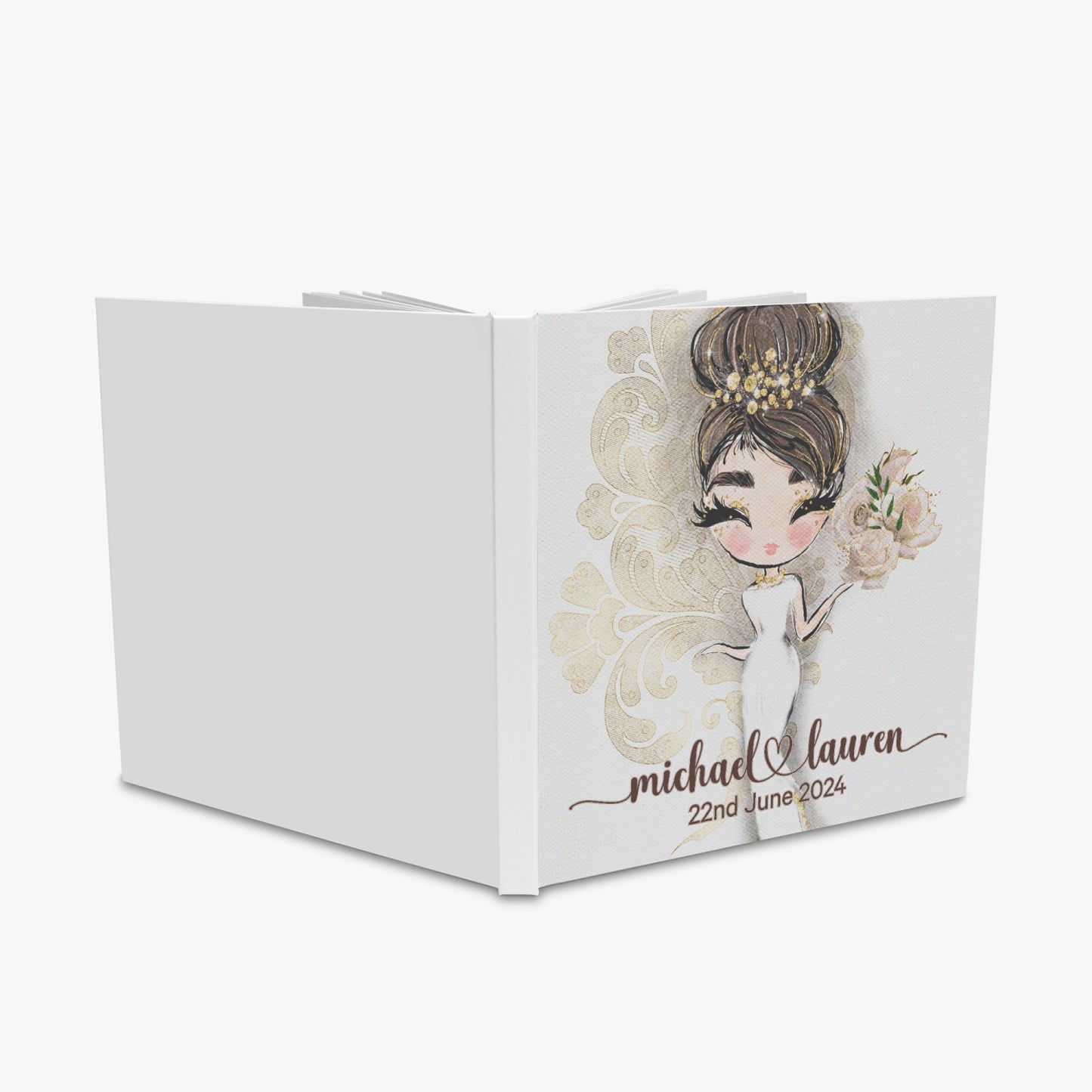 Square Wedding Guest Book, Whimsical Bride