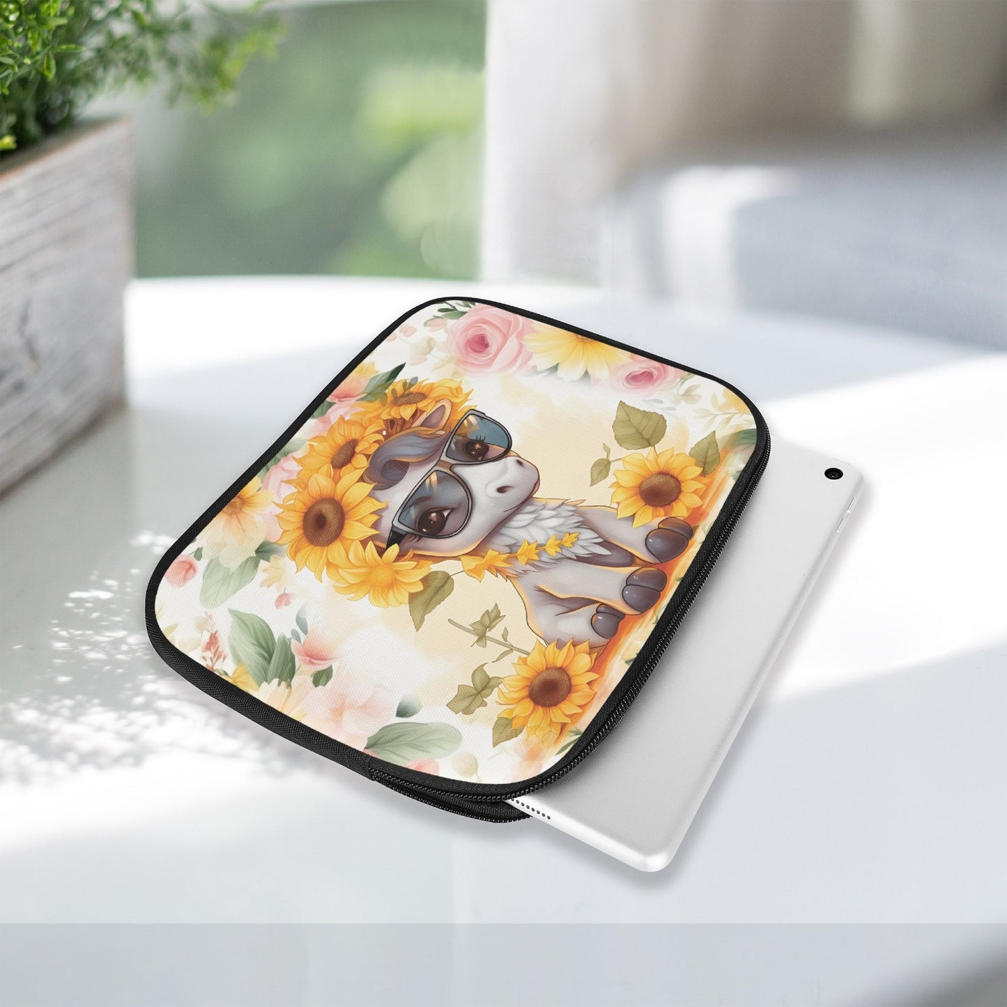 Tablet Sleeve - Donkey, Sunflowers, awd-655